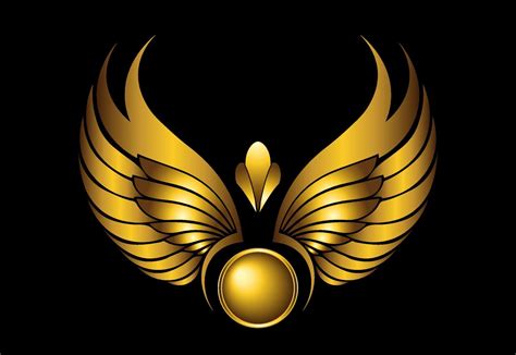 Golden Wings Logo On Black Background Golden Logo Design Gold And