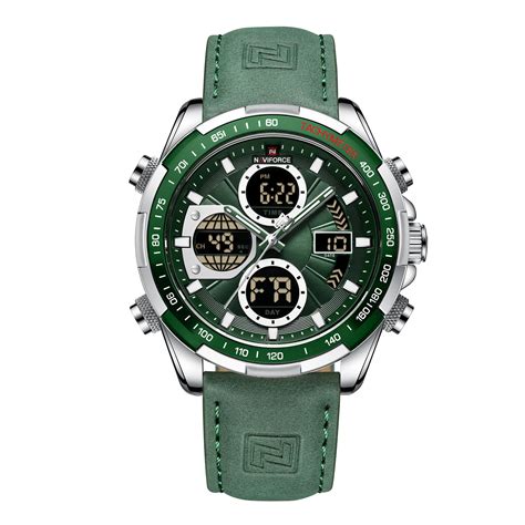 Naviforce Mens Analog Digital Watch Green Vivid Nuance South