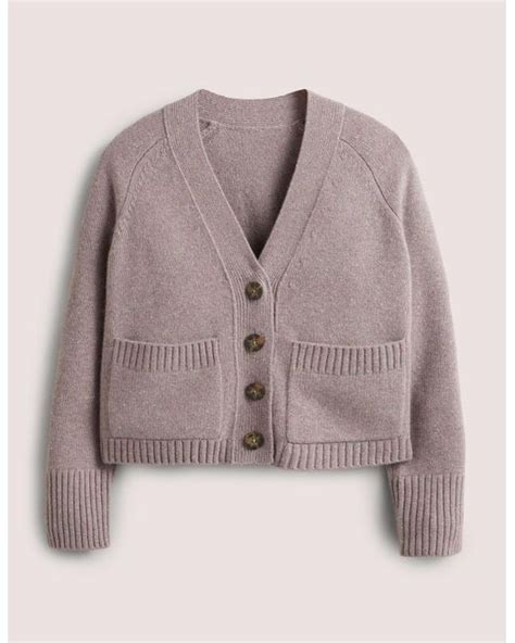 Boden Cashmere Rib Cardigan Grey In Brown Lyst