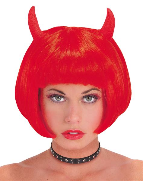 Red Devil Wig Horns Halloween Hallway