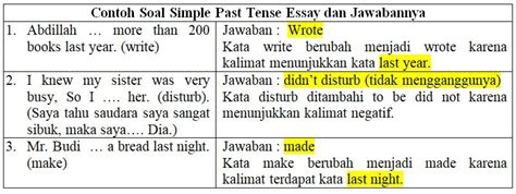 23 Contoh Soal Simple Past Tense Essay Dan Jawabannya