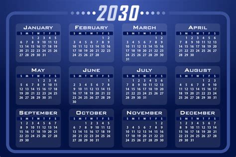 Calendar 2030 - Openclipart