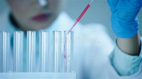 Partial View Of Blurred Scientist Adding Stock Image Image Of Blur