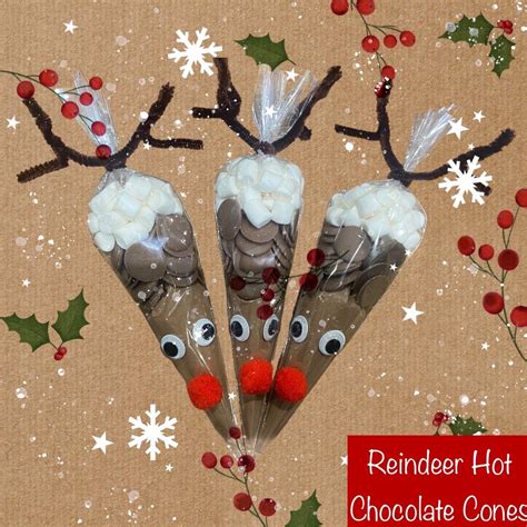 Christmas Reindeer Cadbury Hot Chocolate Cones Stocking Etsy Uk