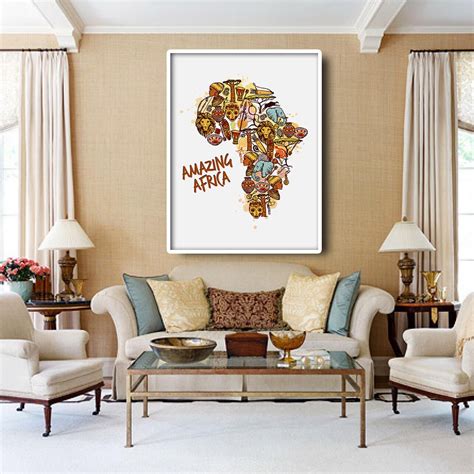 México áfrica austrália mapa cartazes animais lona pintura decorativa