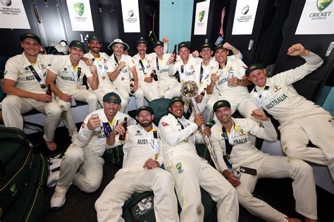 Australia Pose In The Dressing Room After The Wtc Win