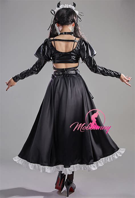 Halloween Maid Style Sexy Lingerie Set Hollow Chest Top And Skirt Set With Halter Bra And