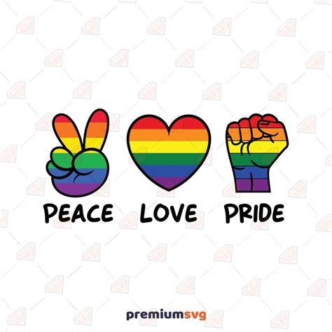 Peace Love Pride Svg With Fist Lgbtq Premiumsvg