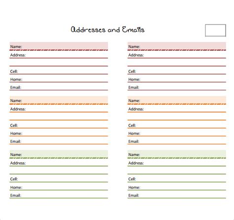 Sample Address Book Template - 9+ Documents In PDF, Word , PSD