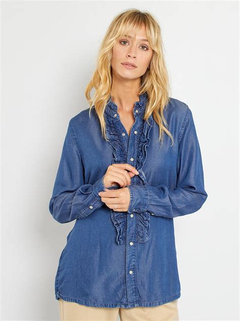 Chemise à jabot bleu jean Kiabi 9 00