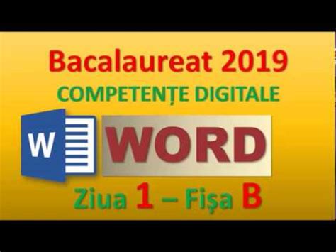 Competente Digitale 2019 WORD Ziua 1 YouTube