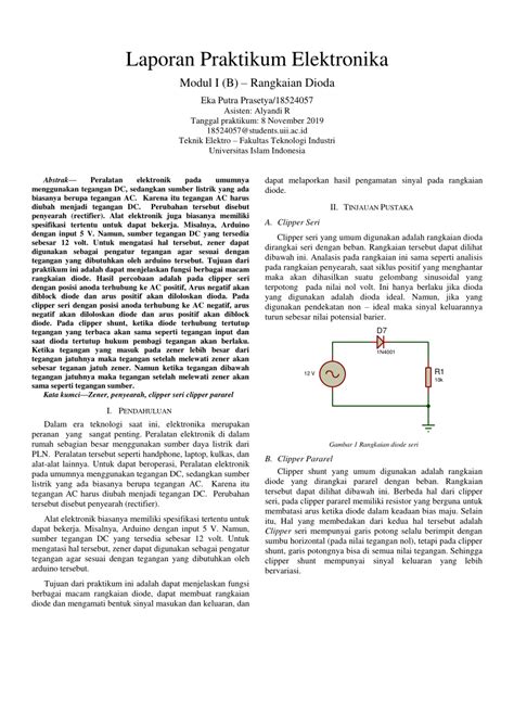 PDF Laporan Praktikum Elektronika Modul I B Rangkaian Dioda