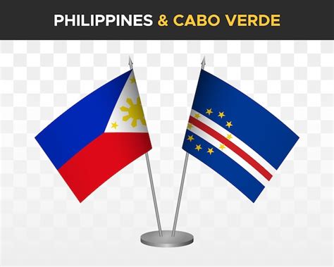 Premium Vector Philippines Vs Cabo Verde Cape Verde Desk Flags Mockup