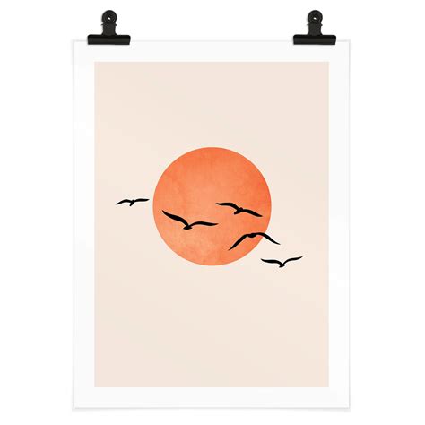 Poster Trekvogels Vliegen Naar De Zon Kubistika Wall Art Nl