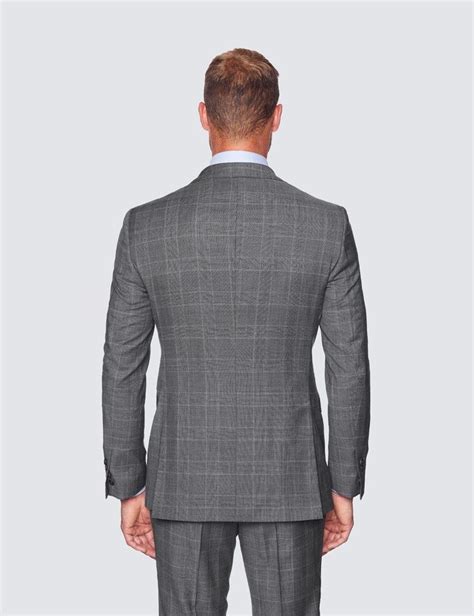 Grey Prince Of Wales Plaid Slim Jacket Hawes And Curtis