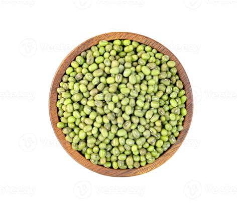 Green Mung Beans With Wooden Bowl Isolated On White Background 10739662