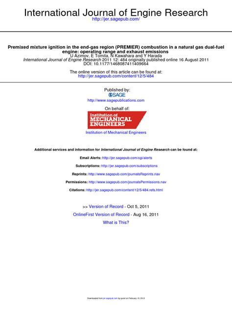 Premixed Mixture Ignition In The End Gas Region Premier Combustion In