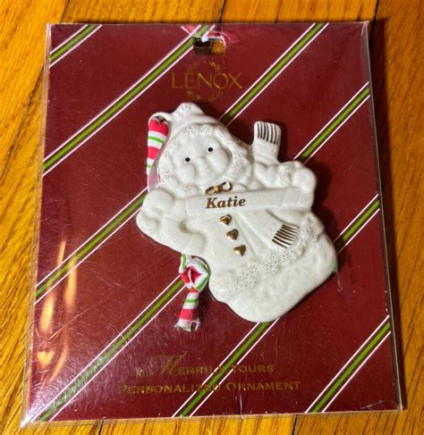 Lenox Merrily Yours Personalized Christmas Ornament Snowman Katie EBay