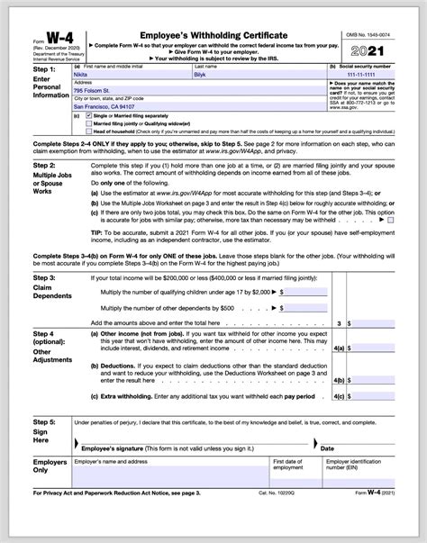 Texas W 4 Form 2021 2022 W4 Form