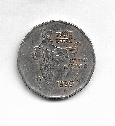 2 RUPEE ~ ( 1999, Hyderabad Mint STAR VARIETY ) BIG STAR ~ RARE COIN ...