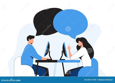 Workspace With Two Talking People They Are Sitting In Front Of Each