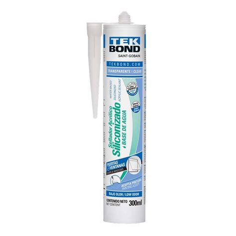 Sellador Acrílico Siliconizado Tekbond Cartucho 300 ml Transparente