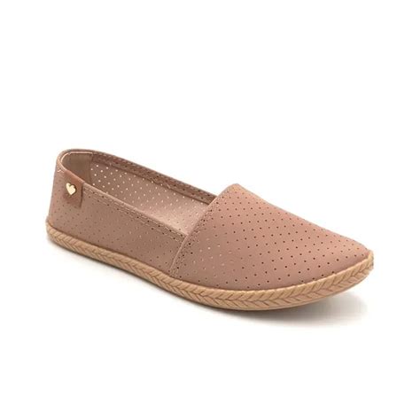 Sapatilha Slip On Feminina Moleca Microfuros Nude Canal Store Action Sports