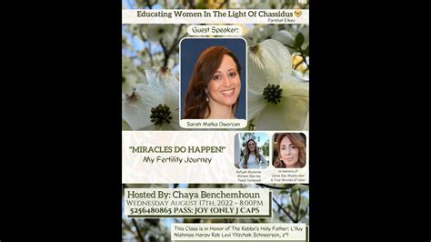 Miracles Do Happen My Fertilty Journey Guest Speaker Sarah Malka