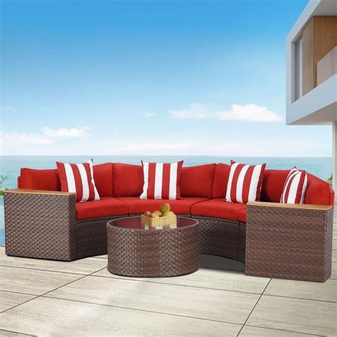 Nuon Wicker Outdoor 5 Piece Sectional Set By Havenside Home Bed Bath