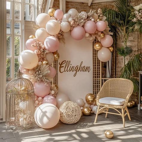 The Party Aisle Pink Beige Balloon Garland Arch Kit Pastel Pink Beige Nude White Champagne Gold