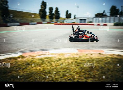 Go Kart Race Speed Competition Italian Pilots Misano Circuit Stock