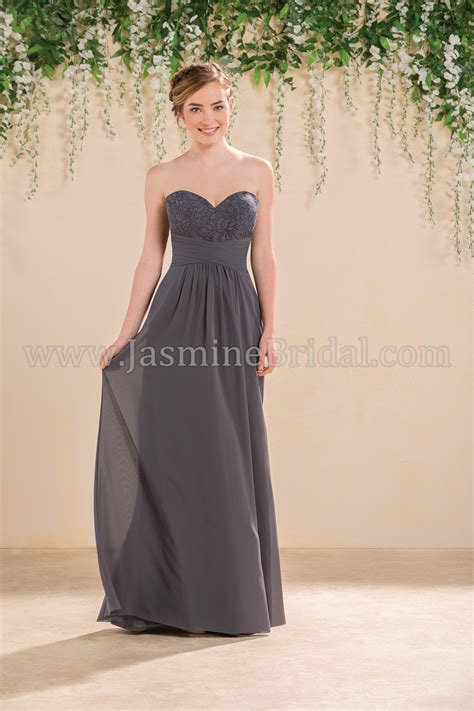 B183015 Long Sweetheart Neckline Lace And Poly Chiffon Bridesmaid Dress