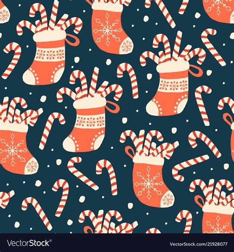 Christmas Seamless Pattern With Candy Cane Vector Image