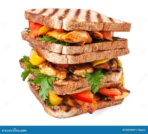 Pile Of Grilled Chicken Sandwiches Stock Photo Image Of Bird Bread