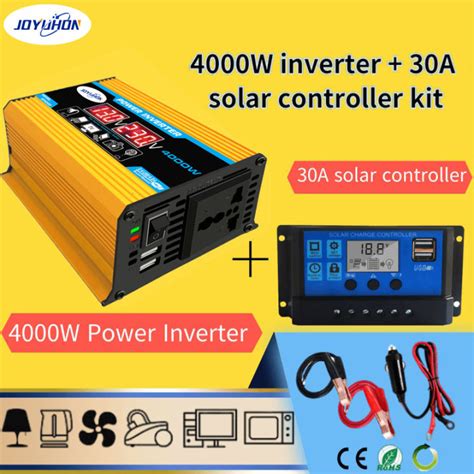 Joyuhon 12v To 220v 4000w Solar Inverter30a Solar Controller With Dual Led Voltage And Usb