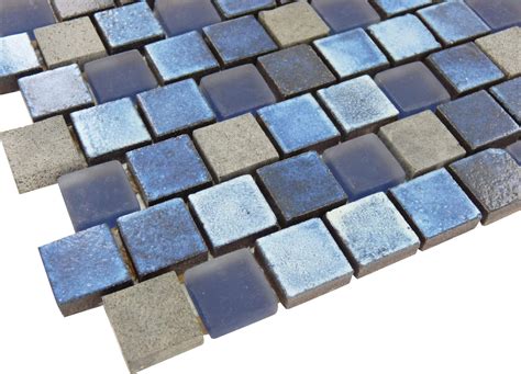 Artistry In Mosaics Lunar Dark Blue Blend 1 X 1 Glass And Stone Pool Tile Gl82323b2