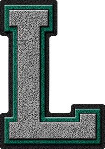 Presentation Alphabets Silver Teal Varsity Letter L