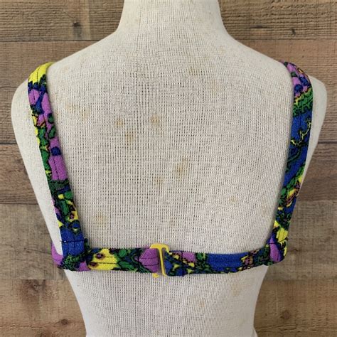 Vintage 60s Bikini Swimsuit Psychedelic Floral Print Gem