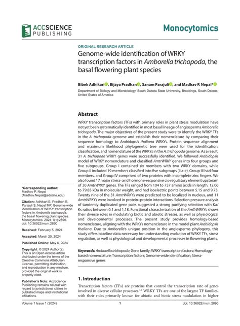 PDF Genome Wide Identification Of WRKY Transcription Factors In