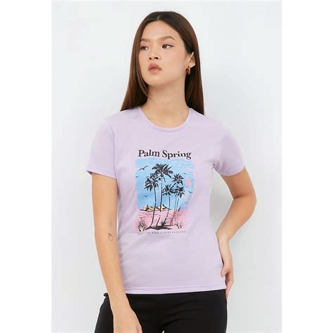 Jual Colorbox Short Sleeve Graphic T Shirt Lilac Shopee Indonesia