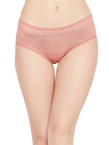 Clovia Low Waist Semi Sheer Bikini Panty In Peach Lace At Rs 312
