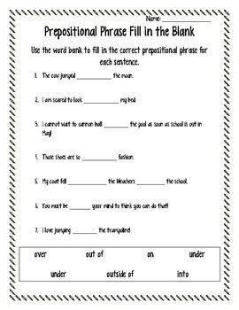 Prepositions Fill In The Blank By Making Basic Learning Fun TPT