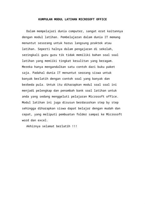 Doc Soal Latihan Ms Word Dokumentips