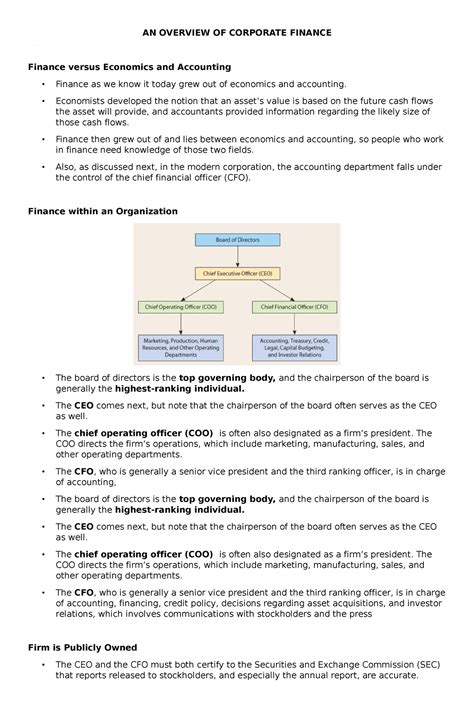 finance lecture notes  overview  corporate finance finance