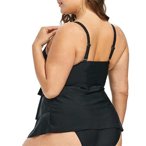 Plus Size Swimwear Tankinis With V Neck And Flattering Design