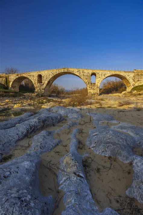 Pont Julien Roman Stone Arch Bridge Over Calavon River Provence