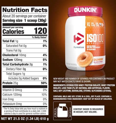 Dymatize ISO 100 Whey Protein Isolate Dunkin Glazed Donut 20 Servings