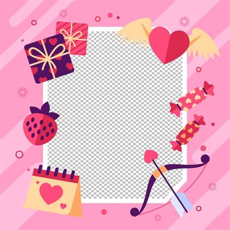 Plantilla de marco de foto de amor de diseño plano Vector Gratis