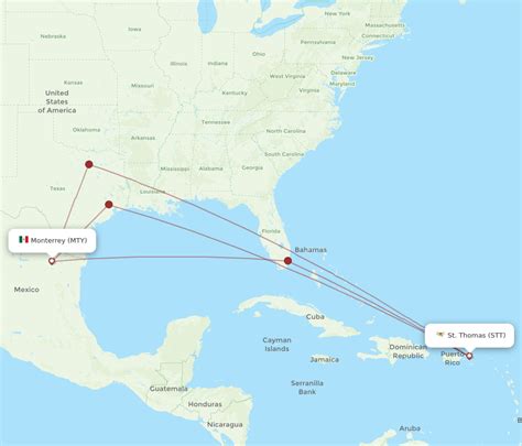 All Flight Routes From Saint Thomas To Monterrey STT To MTY Flight