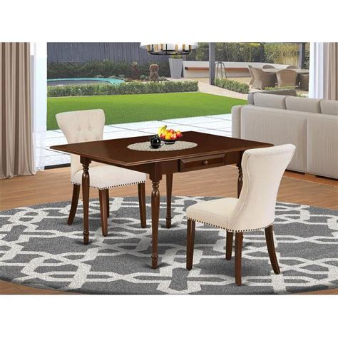 East West Furniture Monza 3 Piece Wood Dining Set In Mahogany Light